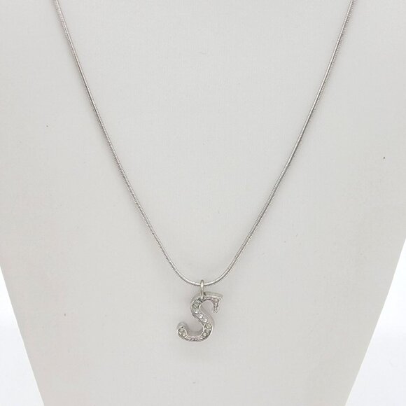 Vintage Avon Gold‎ Tone Monogram Initial S Rhinestone Necklace - Picture 2 of 5